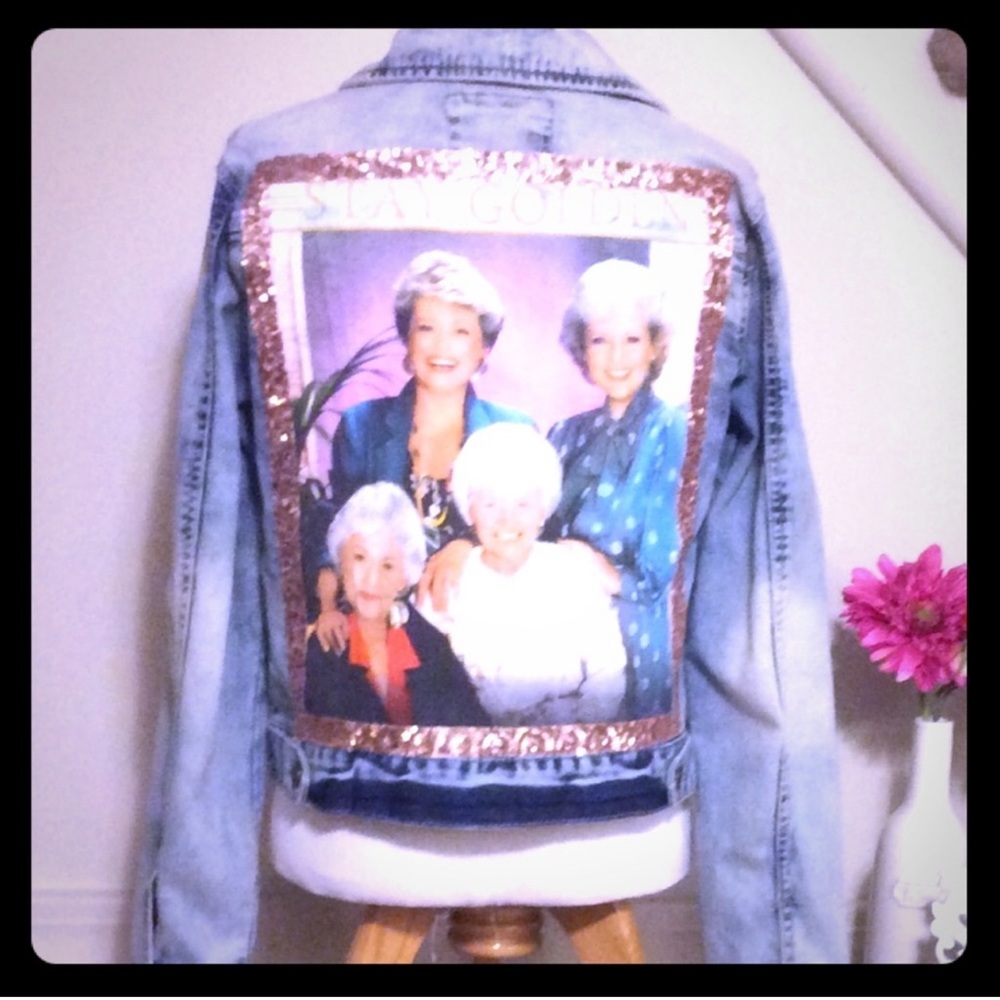 The Golden Girls Stay Golden Custom Denim Jean Jacket Wearable Art!!